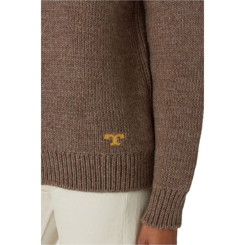 Tory Burch Brown Cowl Neck Sweater - Raglan Turtleneck - Picture 2 of 4